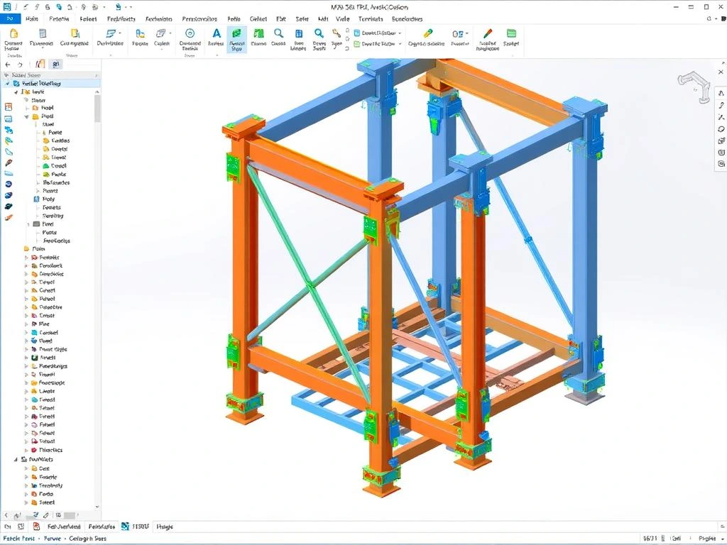 3D BIM model of structural steel connections showing detailed fabrication information