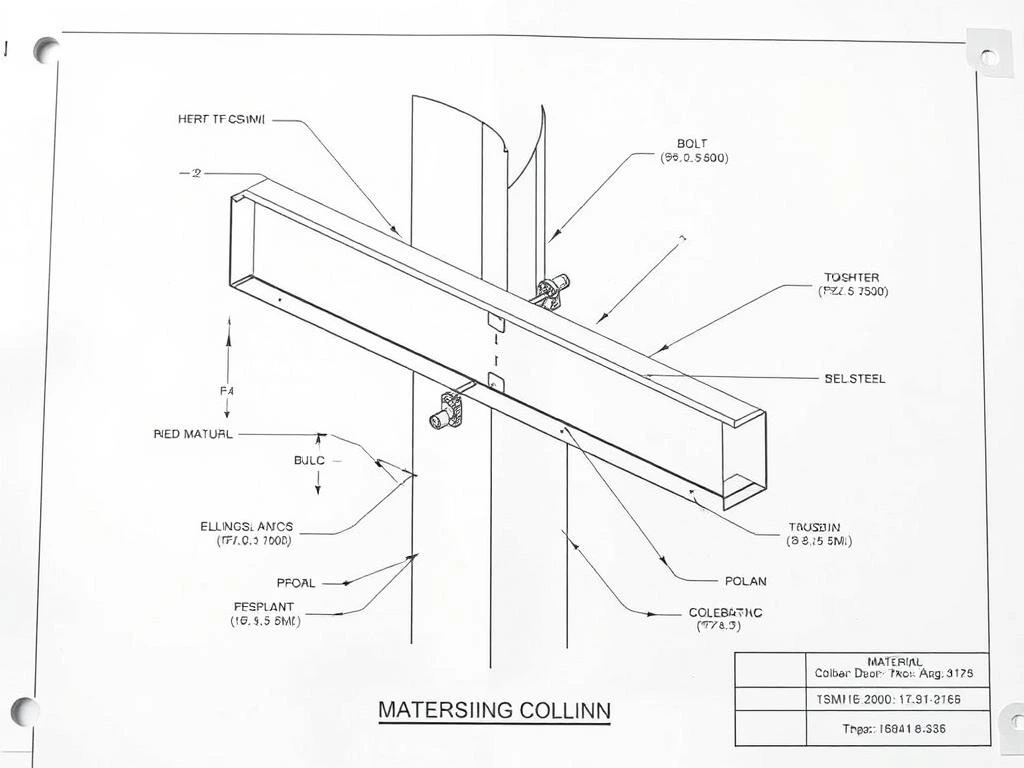 Detailed shop drawing for structural steel beam connections showing dimensions and specifications